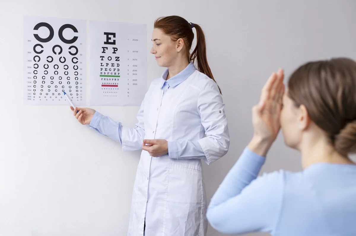 Doctor testing a patient's eyesight